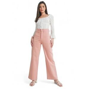 Just Black Denim JBD High Rise Wide Leg Jeans Desert Poppy Pink 25 US 0 Coquette